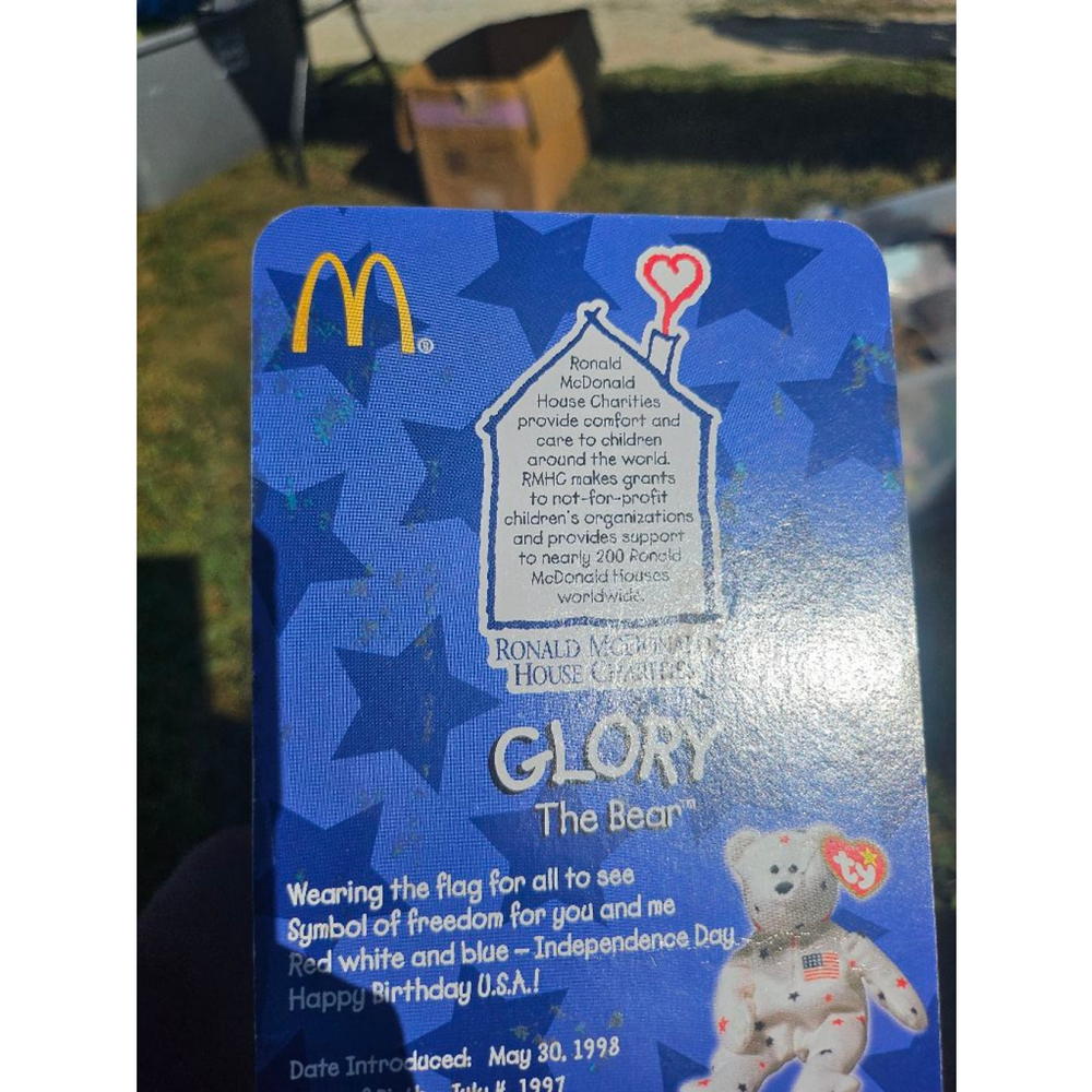 Tag error Ty Beanie Baby Glory The Bear teeny beanie New in Package Mcdonalds - Picture 5 of 7
